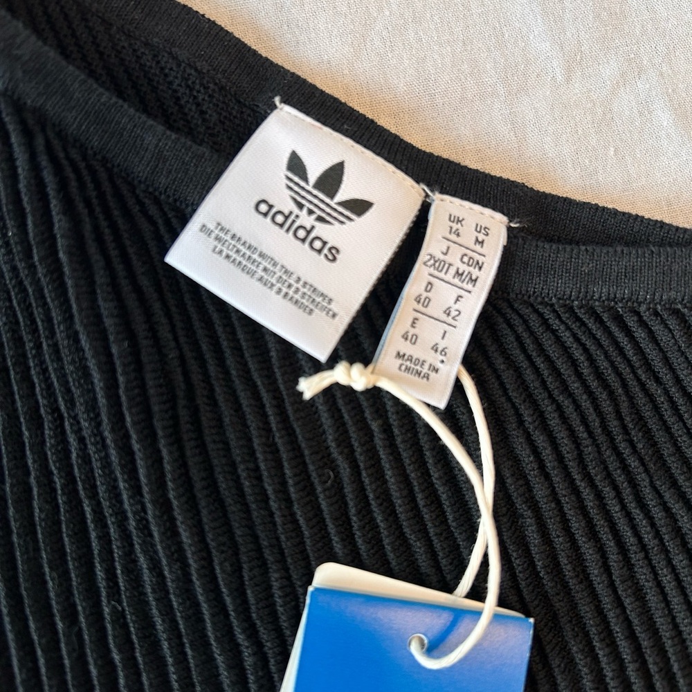 adidas Black One-Shoulder Ribbed Bodysuit with White 3-Stripes - Picture 6 of 8